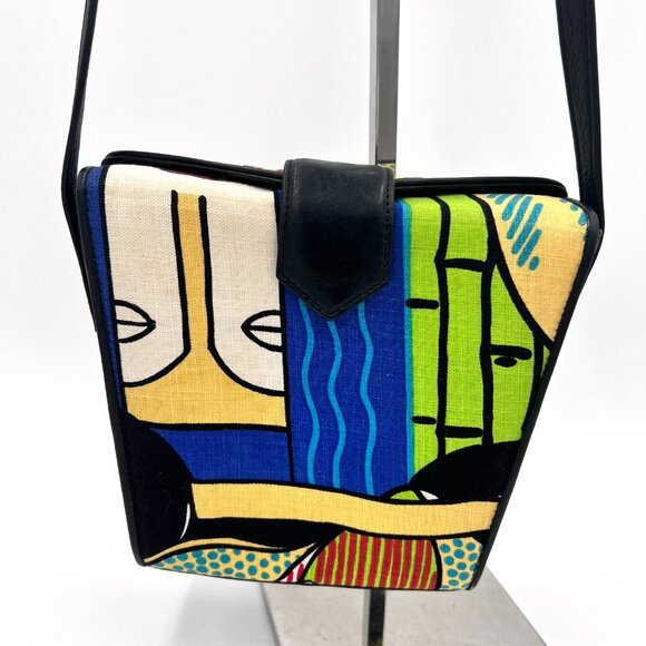Vintage Crossbody Bag Multicolor Abstract Art - Picture 2 of 15
